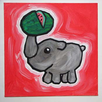 Rhinoceros with Watermelon