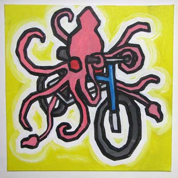 Squid Riding A Bicycle
