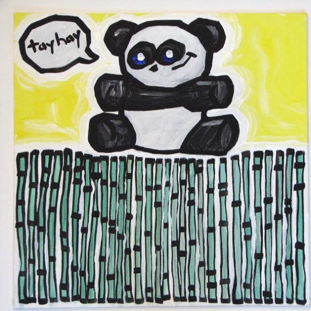 Panda Sitting On 29 Pieces Of Bamboo