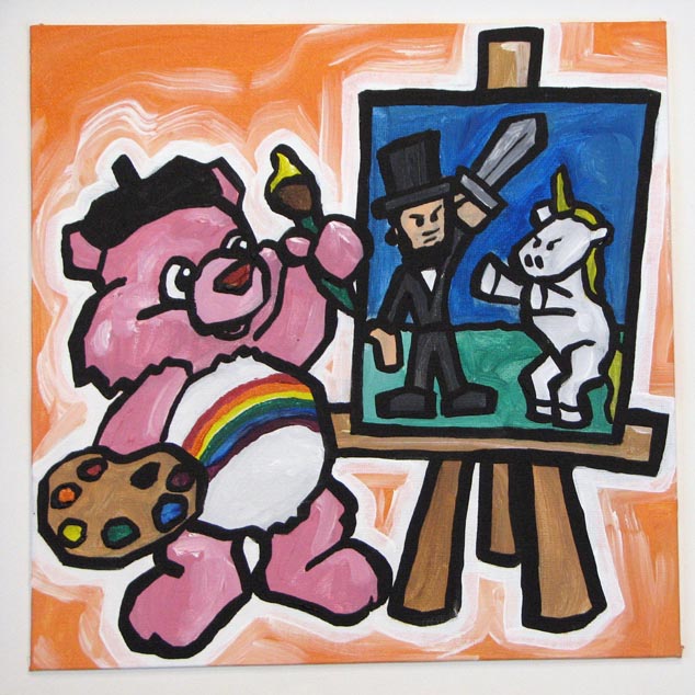 Care Bear Painting Abe Lincoln Fighting A Unicorn