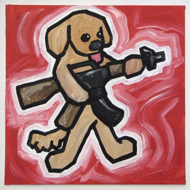 Golden Retriever With Assault Rifle