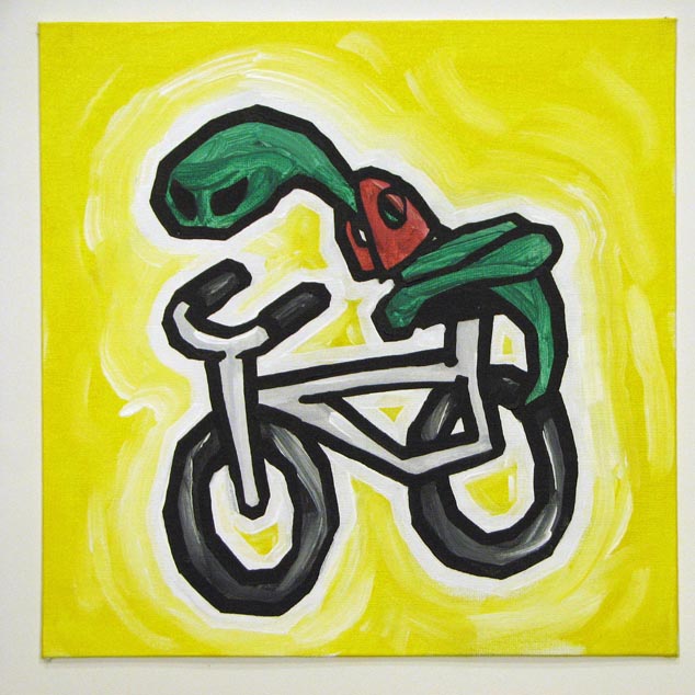 Snake Wearing A Vest Riding A Bicycle No. 2