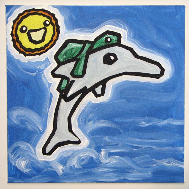 Turtle On Dolphin In Sun