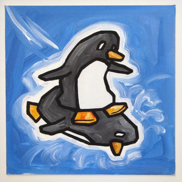 Penguin Surfing On Penguin