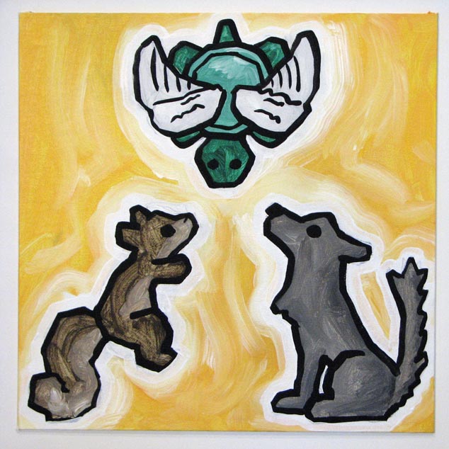 Squirrel, Winged Turtle And Wolf