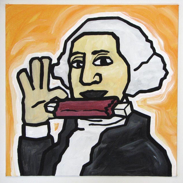 George Washington Eating BBQ