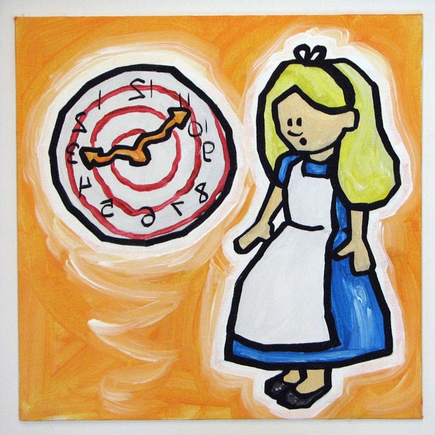 Mad Clock And Alice In Wonderland