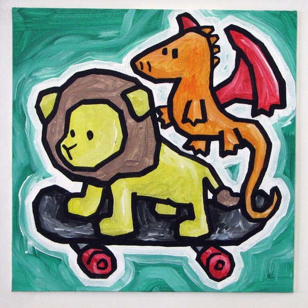 Lion And Dragon On Skateboard