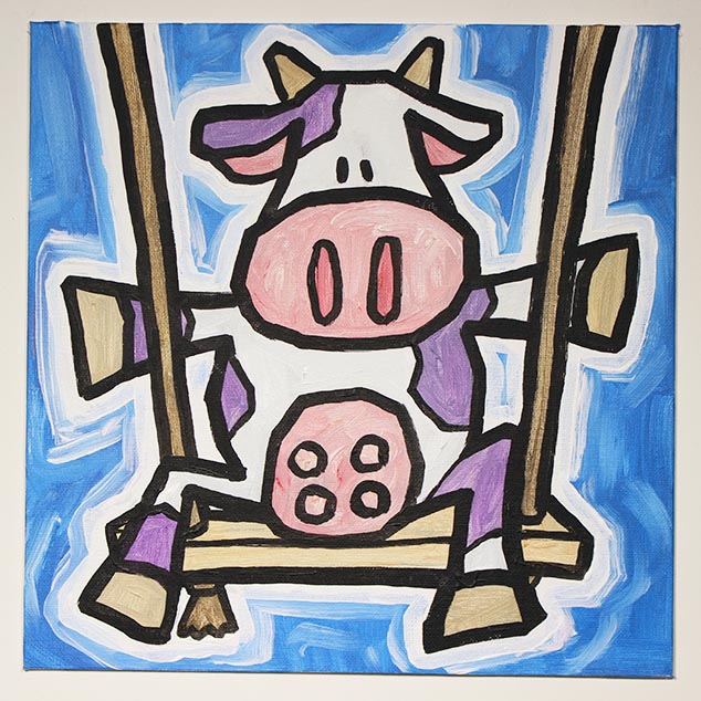Cow On Swing
