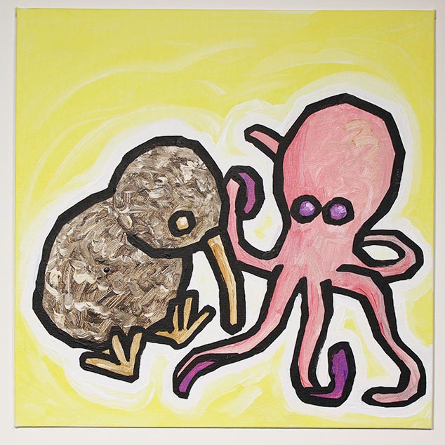 Kiwi Bird And Octopus