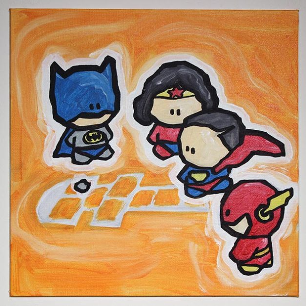 Superheros Playing Hopscotch