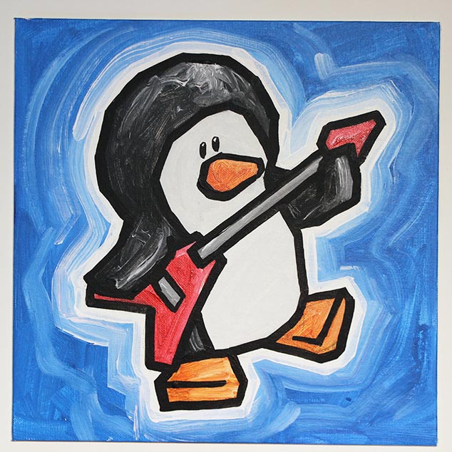Penguin With Guitar