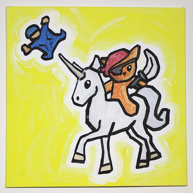 Pirate Cat Riding Unicorn With Man In Wingsuit