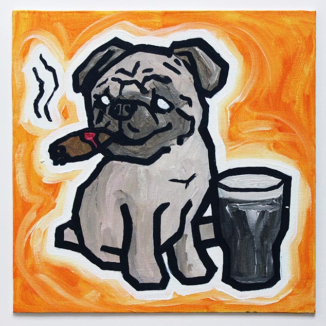 Pug Smoking Cigar With Guinness