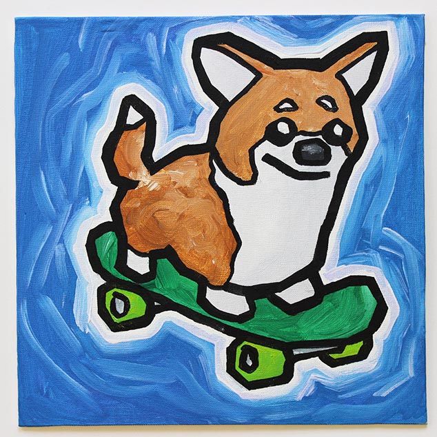 Corgi On Skateboard