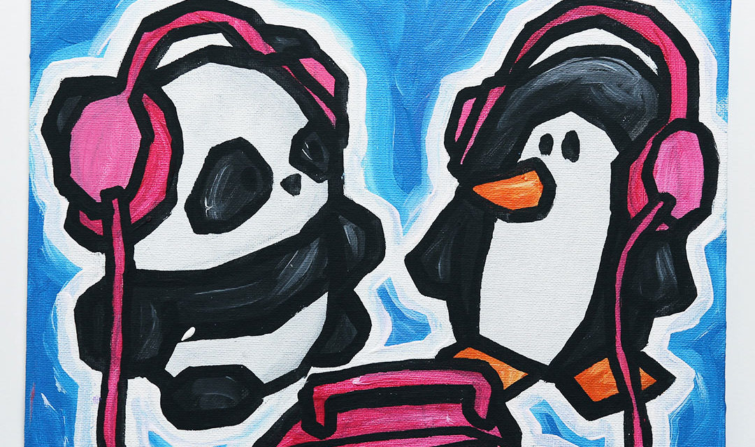 Panda and Penguin with Boombox