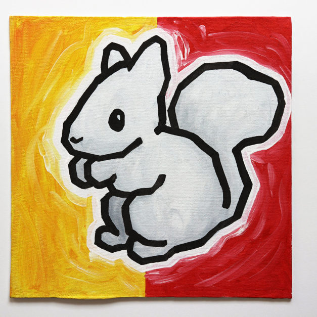 Squirrel on Gold and Cardinal